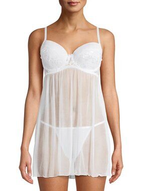 NEW Cosmopolitan 2 Piece Lingerie Baby doll and G-String White Medium